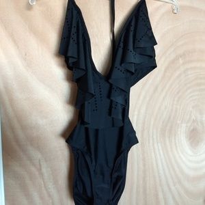 Black one piece bathing suit